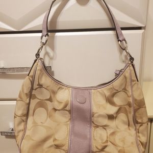Tan and Lavendar Coach Bag
